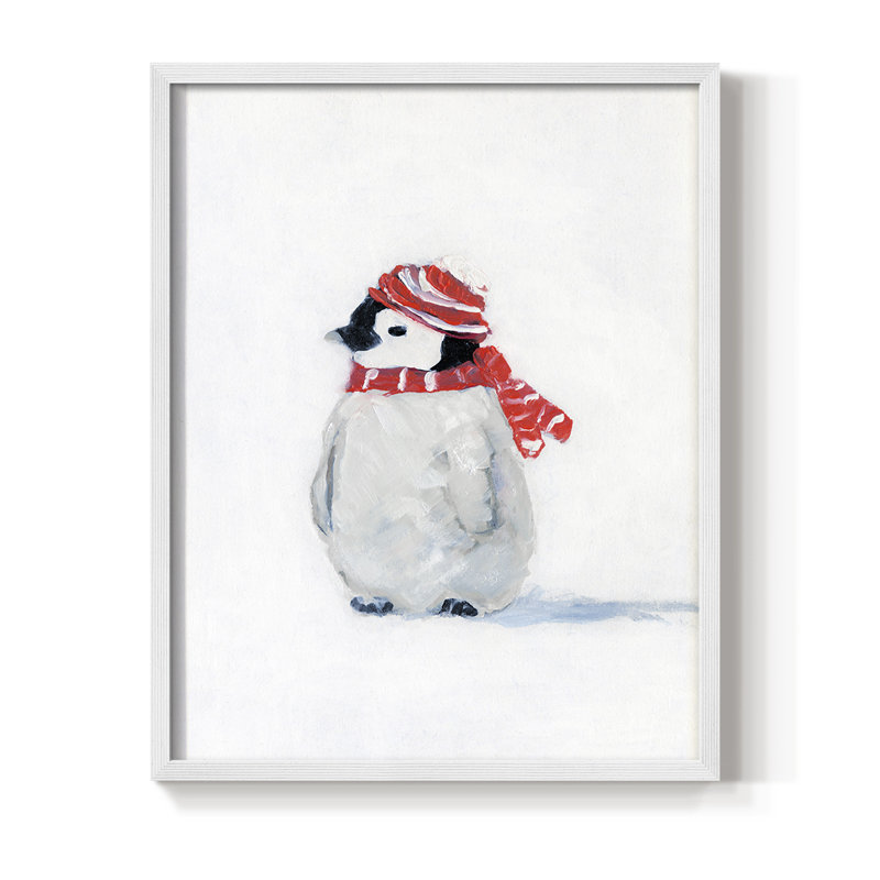 «Penguin Play II», reproduction encadrée - bois massif, Blanc, H 10 po x l 8 po