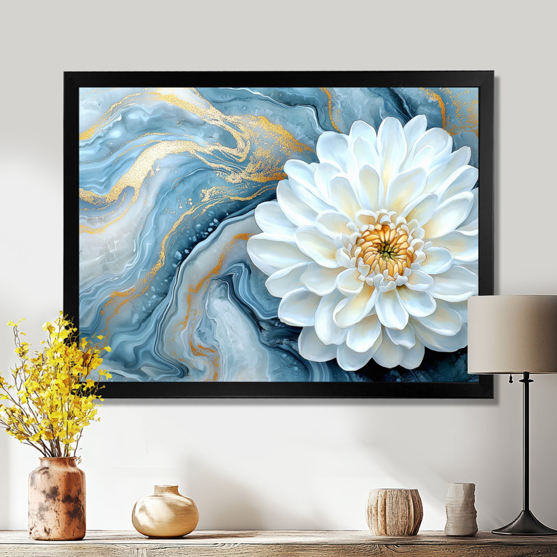 Agate Symphony Of Mums Flowers I - Mums, impression d'art mural, H 12 po x l 20 po, Noir