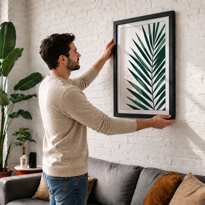 Single Palm Frond Botanical - Print, A2 - 59.4 x 42.0 cm, Oak