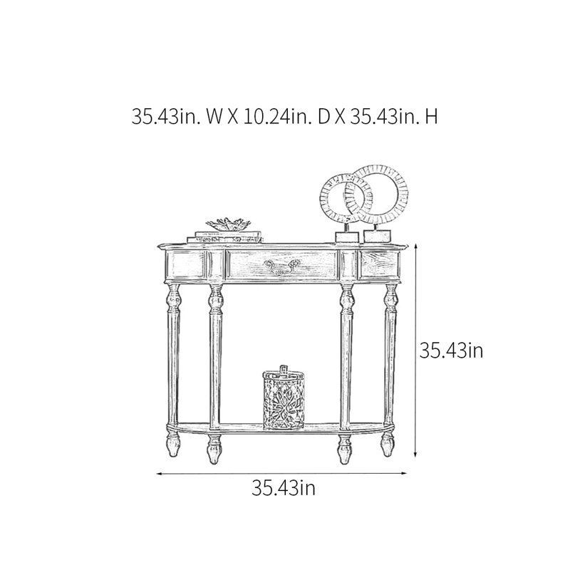 Console Retro Minimalist Elegant, H 35,43 po x l 35,43 po x P 10,24 po, Brun