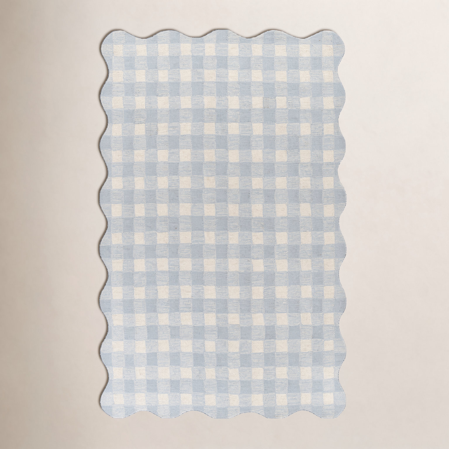 Lola Blue Hand-Tufted Plaid Wool Rug, Rectangle 7'10" x 9'10"
