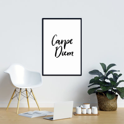 Toile typographique noire Carpe Diem | Décoration encadrée élégante