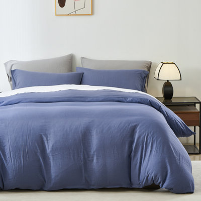 KAKIJUMN Blue Duvet Cover Queen Size with Zipper Closure,Includes 1 Comforter Cover 88" x 88" & 2 Pillow Shams 20" x 26"