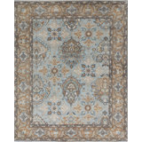 Oriental Area Rug in Light Blue/Ivory/Brown