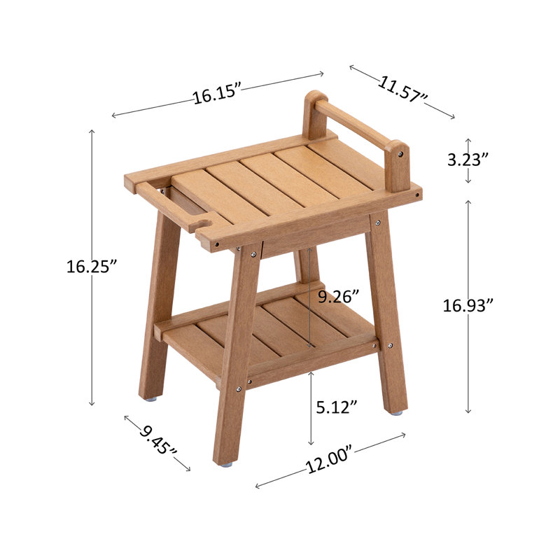 Natilea High-Density Polyethylene (HDPE) Shower Bench, 20" H x 16" W x 12" D, Brown/Brown