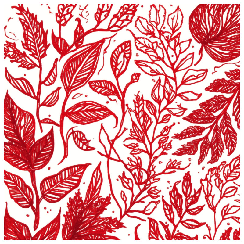 Couvertures d'illustrations botaniques rouges, L 50 po x H 60 po