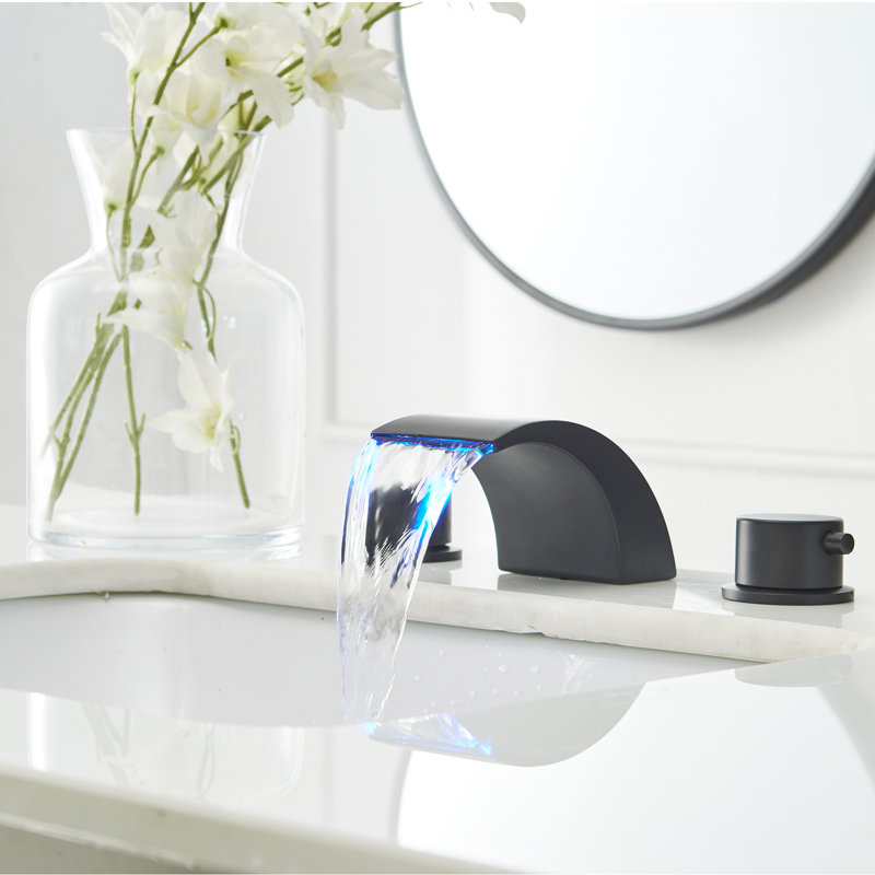Widespread 2-handle Bathroom Faucet with Drain Assembly, Matte Black