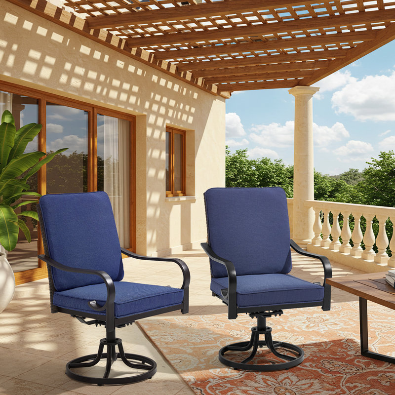 Ensemble de 2 chaises de patio pivotantes pour l'extérieur, Bleu