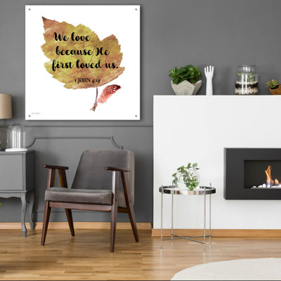«Scripture Leaf C» par Jean Plout, art mural en verre acrylique, 36 po x 36 po
