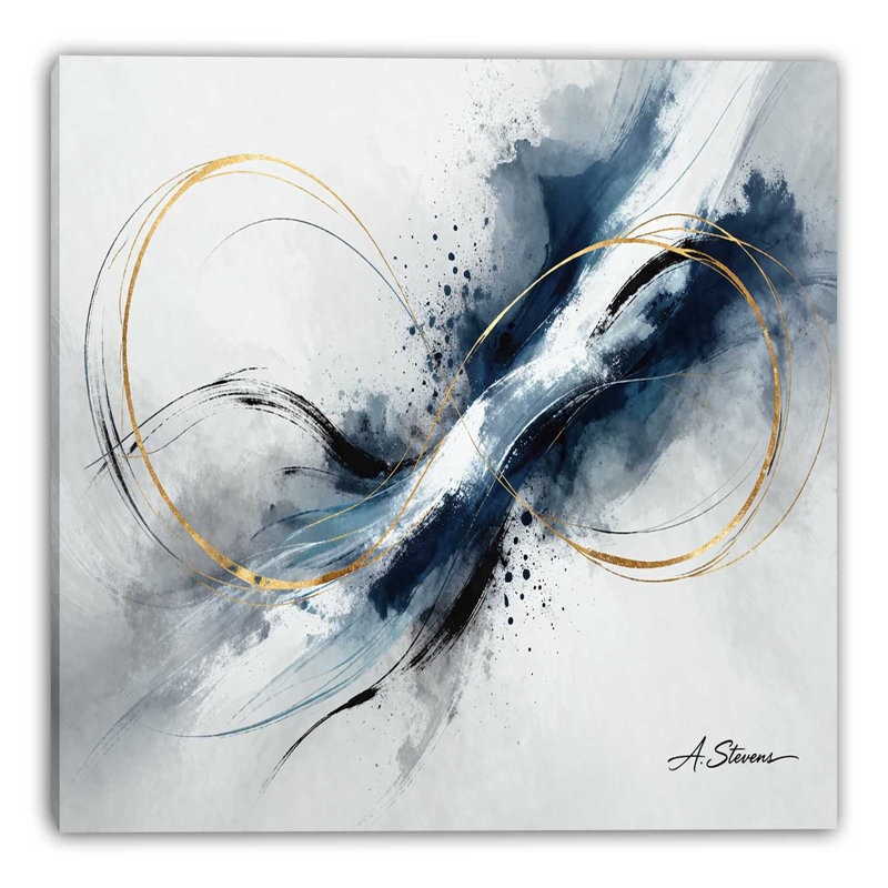 Art indigo sur toile tendue avec arc, 24"W x 16"H x 1.5"D