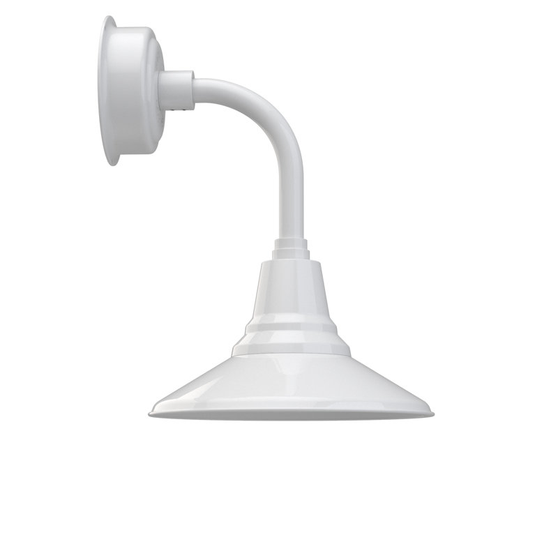 Luminaire de grange à del 1 lumière del Paulina, H 22,25 po x l 12 po x P 16,68 po, Blanc