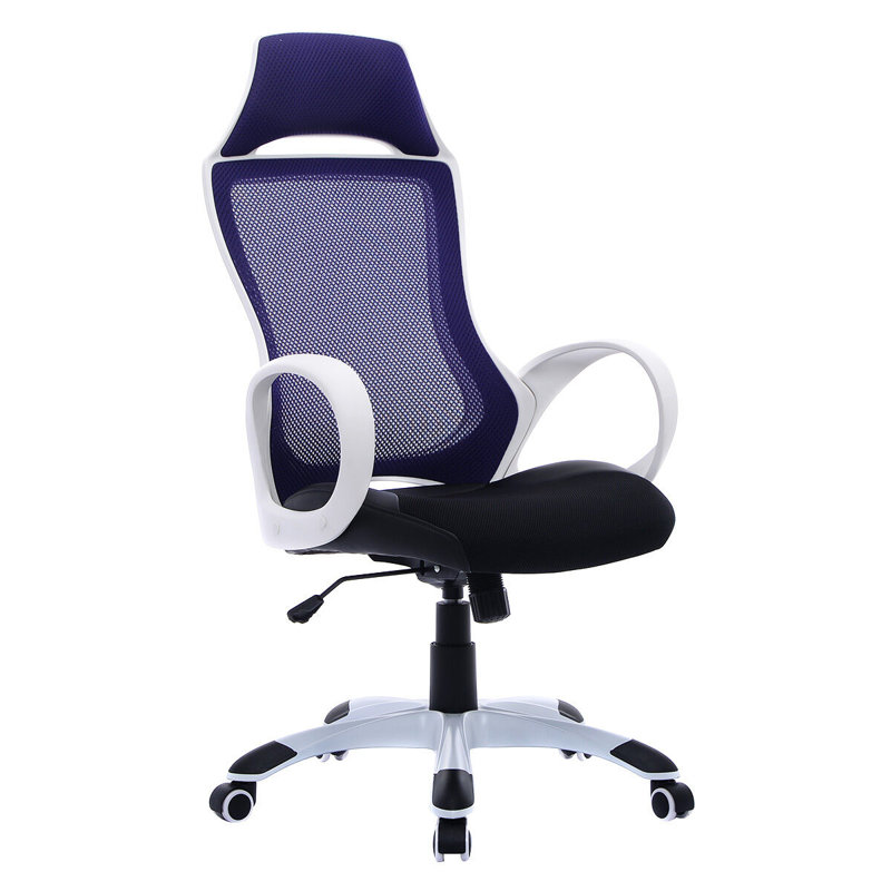 Symple Stuff Cotton and Mesh Gaming Chair, Purple/White