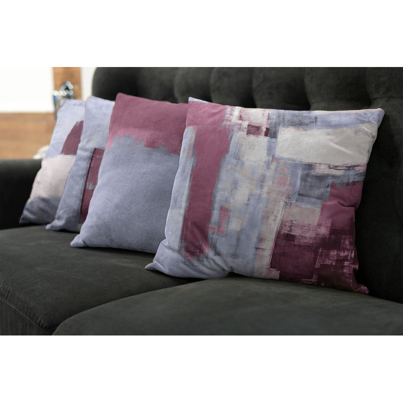 Reversible Pillow Cover, 20" H x 20" W, Pale Maroon / Ceil Blue