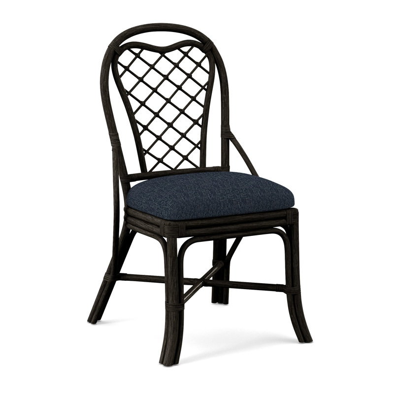 Chaise à dossier Trellis, Performance Crypton bleu marine; 0822-61, Noir antique