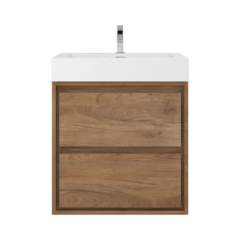 Base de meuble-lavabo mural 24 po Moreno avec plateau en acrylique renforcé Moreno, Blanc