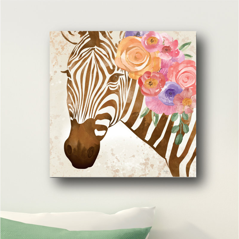 «Zebra with Flowers», impression sur toile tendue