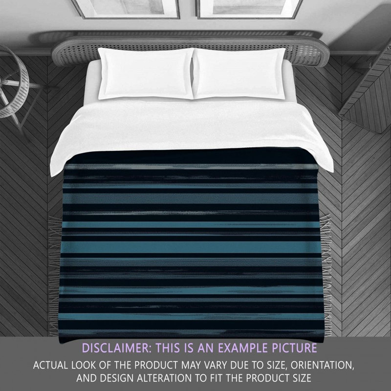 Polyester Comforter, King Comforter, Black/Navy Striped