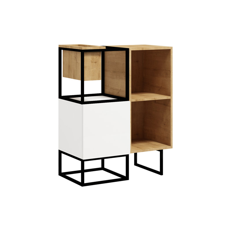 Harmandeep 100cm H x 80cm W Geometric Bookcase, 100cm H x 80cm W x 40cm D