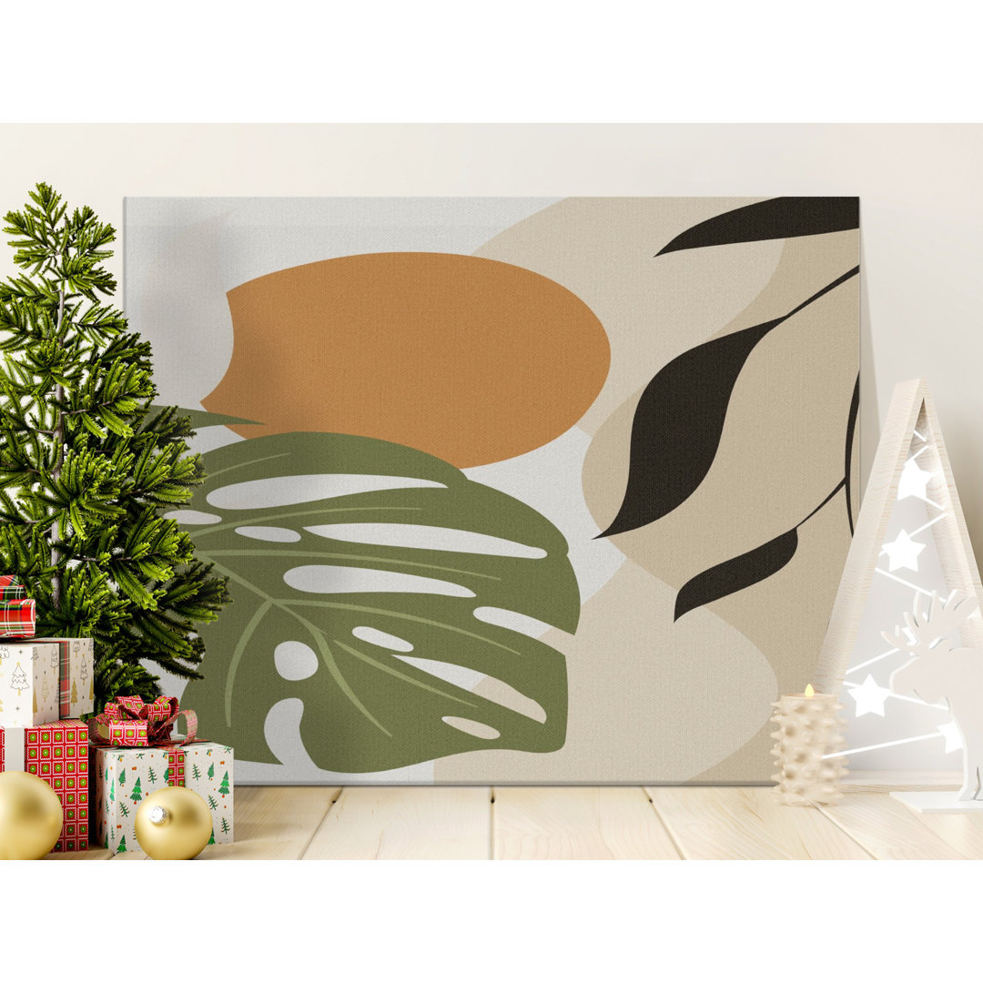 Boho Monstera Canvas Wall Art, Gallery Wrapped Matte Print, Modern Botanical Dv©cor, Ready to Hang, Archival Quality, Minimalist Art