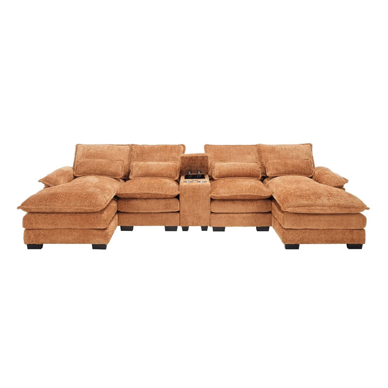 Canapé rembourré confortable avec console multifonctionnelle pour le salon