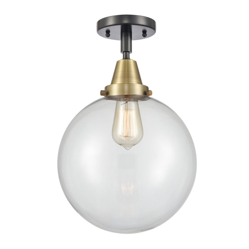 Plafonnier encastré en verre Amede, Clair, H 12,5 po x l 10 po x P 10 po, Laiton antique noir