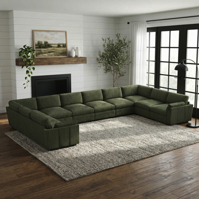 Knaack Oversized 200.8'' Wide U-Shaped Livingroom Couch & Plush Wide Corduroy Sectional Sofa With Detachable Back & Seat Cushions