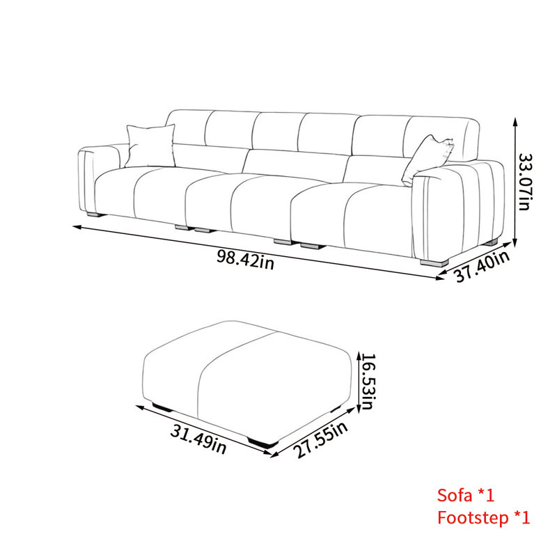 Minimalist modern in-line sofa set