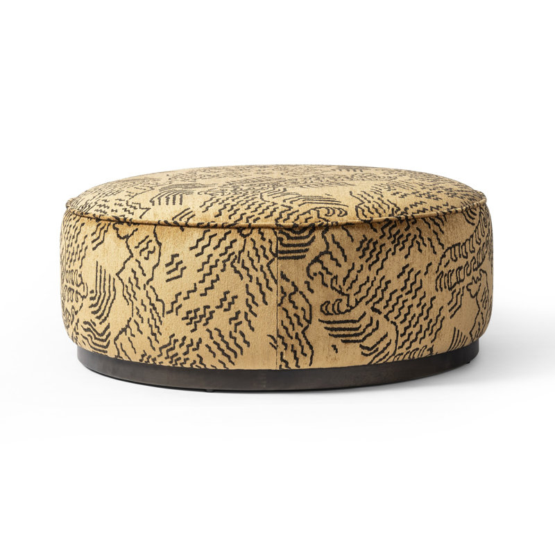Sinclair Large Round Ottoman, Balkan Ochre Rayon / Viscose