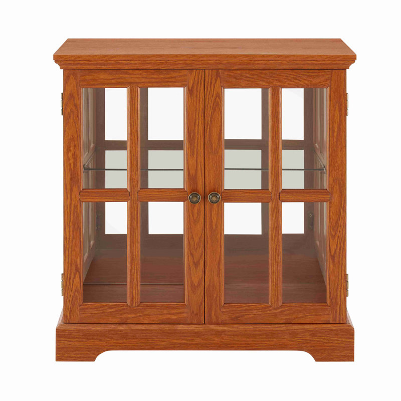 Elegant LED Curio Display Cabinet - Antique Retro Design With Adjustable Shelves And Lattice Doors, Stylish Bookcase For Home Décor And Organized Storage