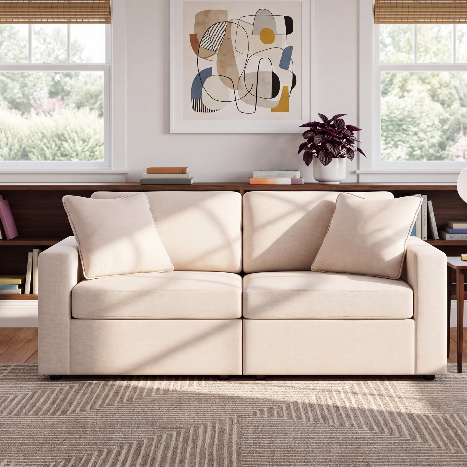 76" Modular Loveseat, White
