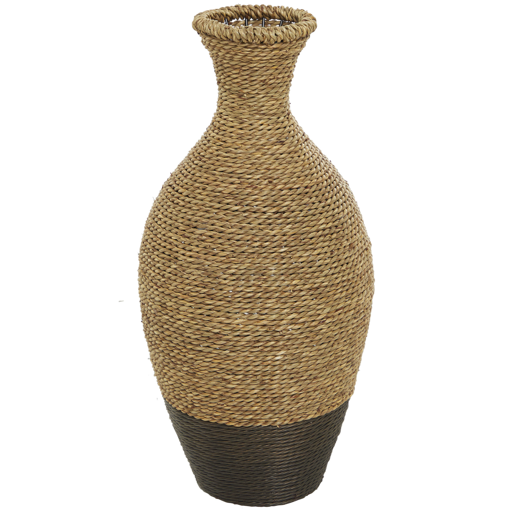 Wolton Brown/Dark Brown Seagrass Table Vase, 20.65" H x 10.1" W x 10" D