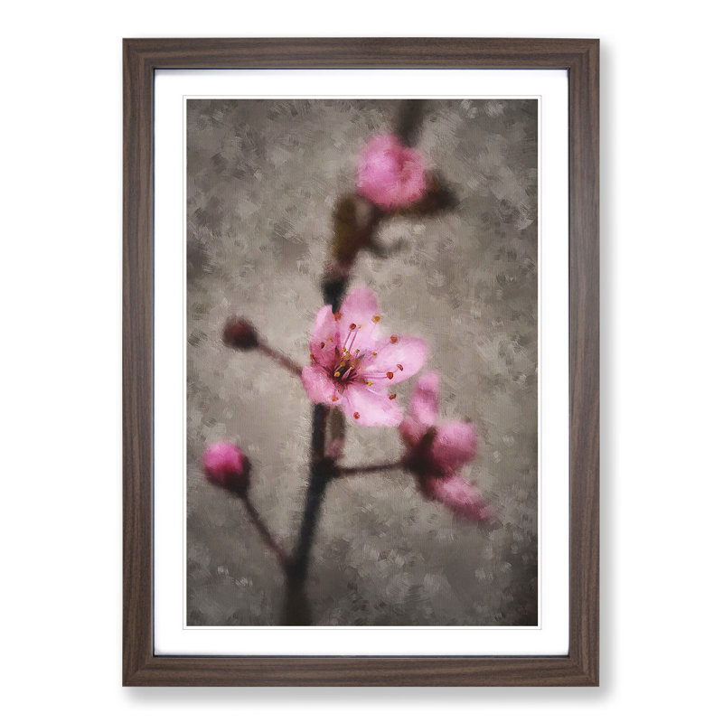 Pink Cherry Blossom Flowers Vol.1 - Picture Frame Graphic Art, 36cm H x 27cm W x 2cm D, Walnut Framed
