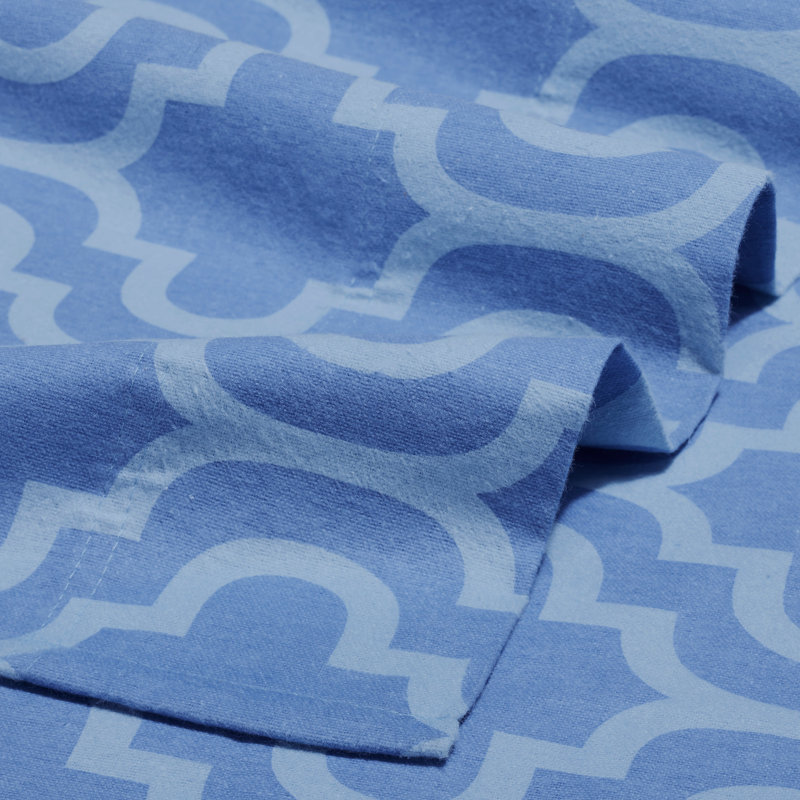 Blue Nile Mills Trellis 100% Cotton Flannel Deep Pocket Sheet Set, King Sheet Set with 2 Pillowcases, Light Blue