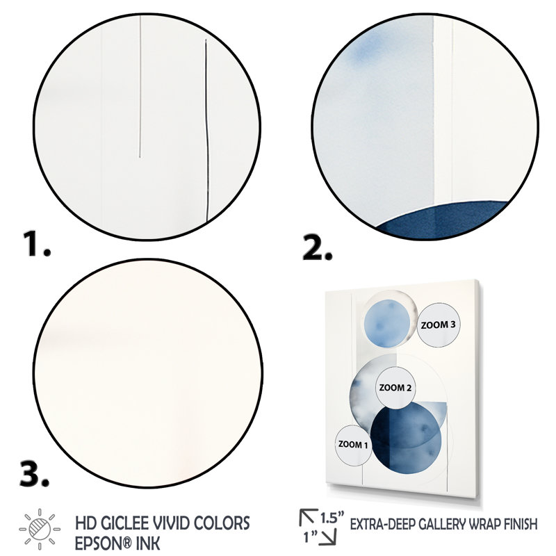 Circular Simplicity aquarelle en bleu rétro I - impressions d'art géométriques modernes, H 32 po x l 24 po