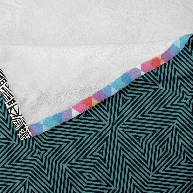 Ambesonne Abstract Fleece Throw Blanket Intricate Stripes Pattern, 50" W x 60" L