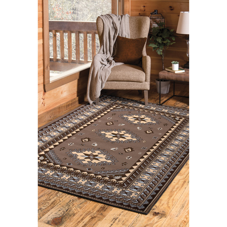 Tapis beige cendré à bordure Juana