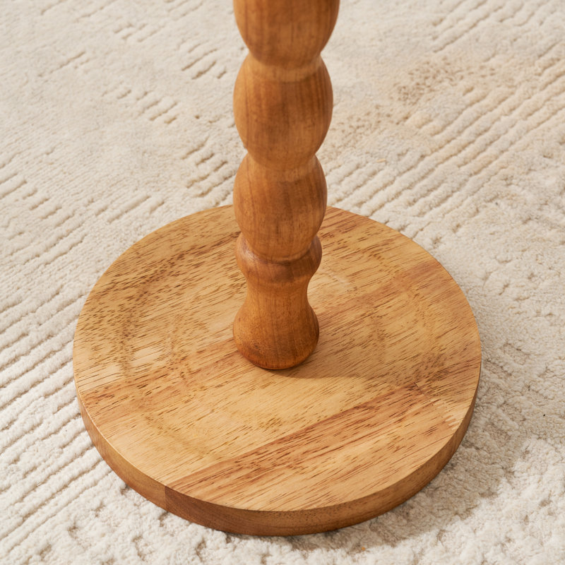 Table de bout en bois massif en forme de cœur, table à boissons sur piédestal, grand support pour plante, Bois brun foncé