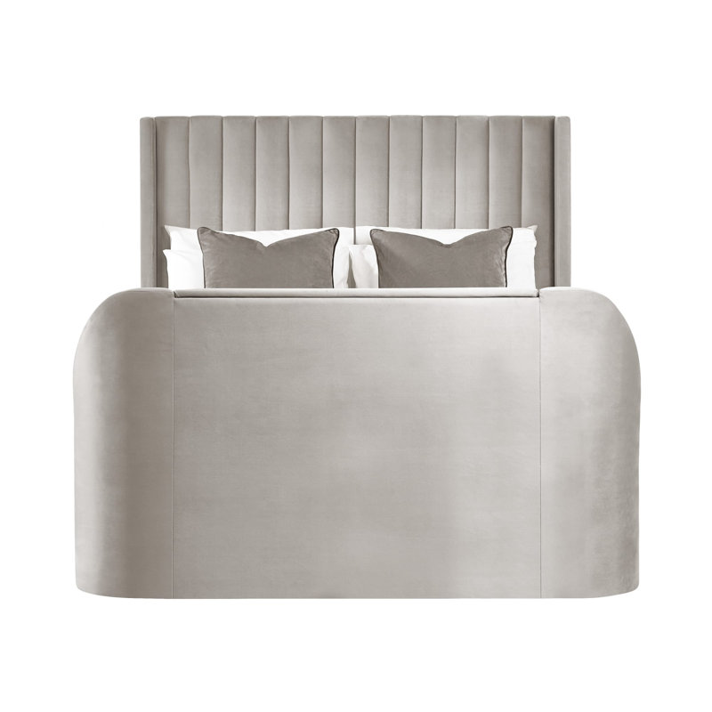 Rodrik SIDE LIFT OTTOMAN TV BED, Light Grey, Super King (6')