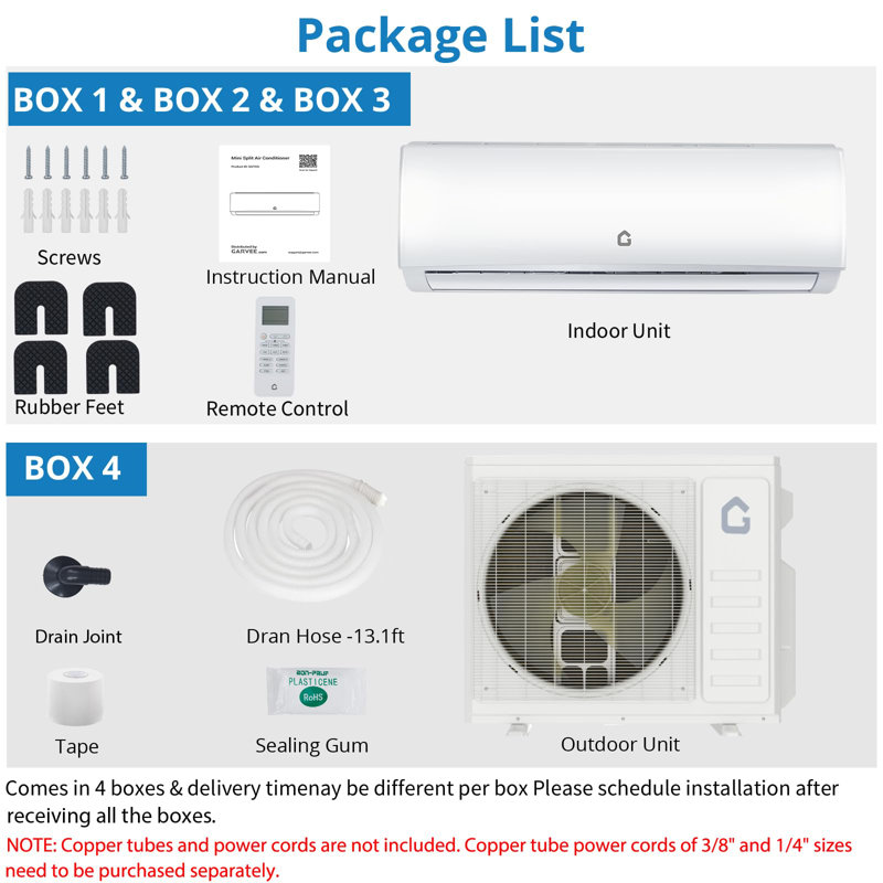Système de chauffage / climatisation à deux zones 28000 BTU (12K + 12K + 12K) à 3 zones, climatiseur à deux zones sans conduit à deux zones avec condensateur préchargé 20 SEER2, ne comprend pas l'ensemble de conduites en cuivre, 208-230V