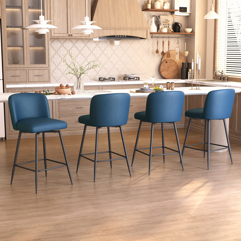 Swivel 26.8'' Faux Leather Counter Stool ( Set Of 4 ), Brown