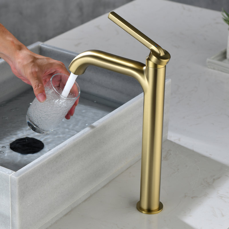 Vessel Single-handle Bathroom Faucet, Brushed Gold