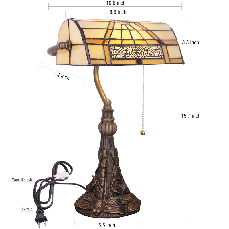 Petite lampe de table en verre coloré Tiffany Banker