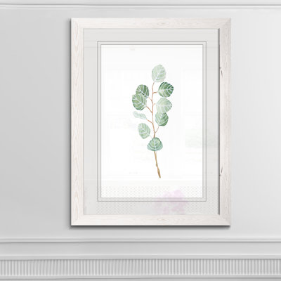 Douce branche d'eucalyptus III - Peinture encadrée sur papier