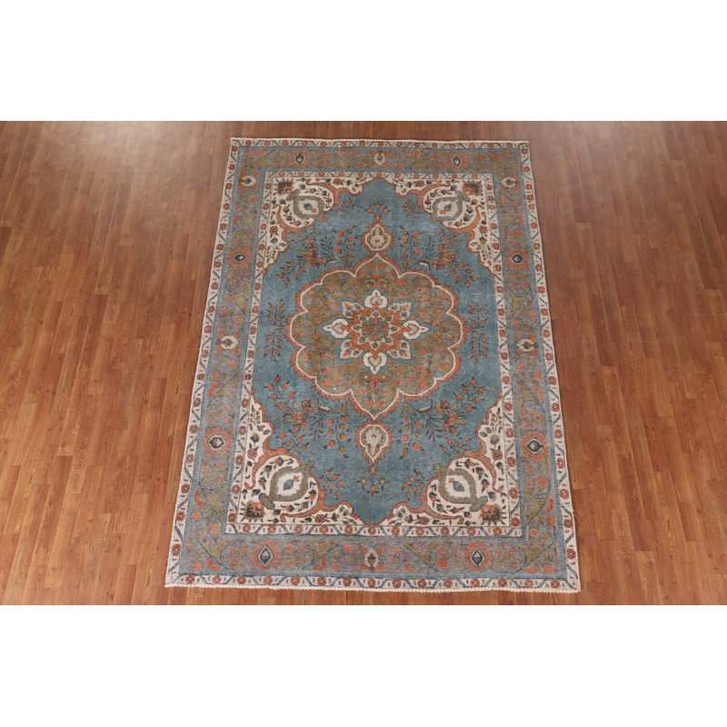 Tapis de salon bleu surteint 6x9