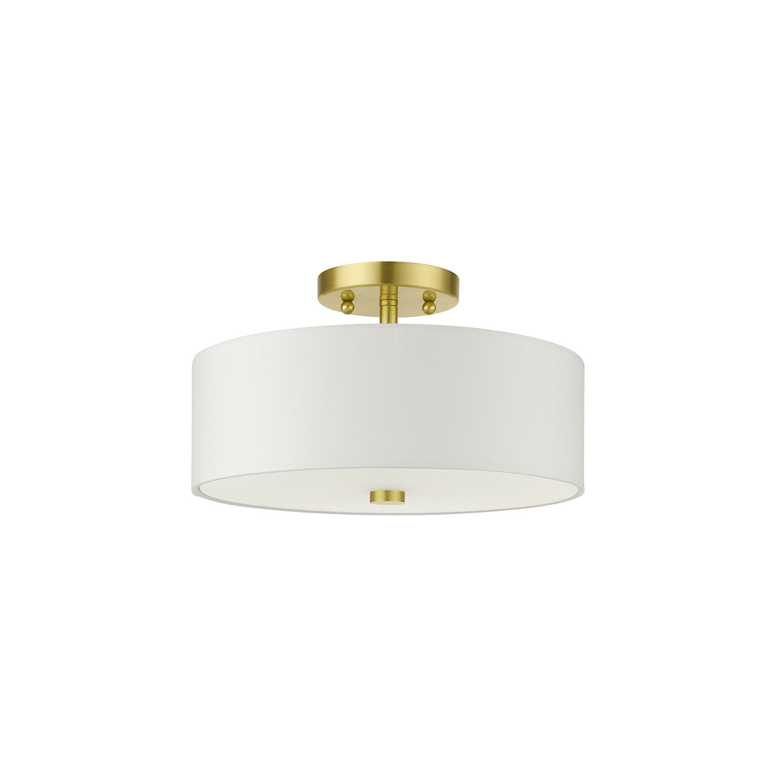 Flaire 2 Light Fabric Semi Flush Mount, 7.75" H x 11" W x 11" D, Satin Brass