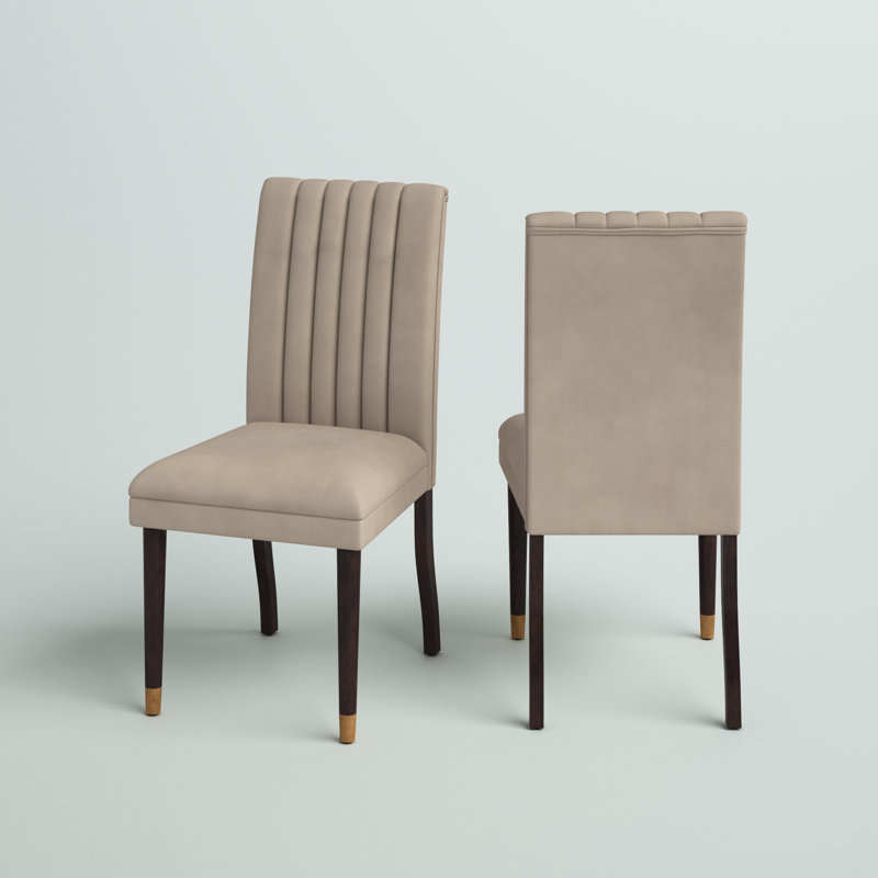 Antonella 18.62'' H Velvet Upholstered Parsons Chair, Taupe 
