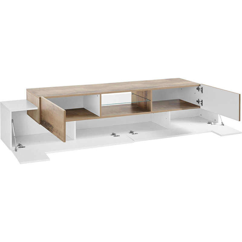 Nostrand Unfinished TV Stand for TVs up to 85", White/Maple