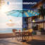 Parasol de patio avec 32 lumières DEL solaires, inclinable et manivelle pour jardin, terrasse, cour et piscine-912379537-912379543