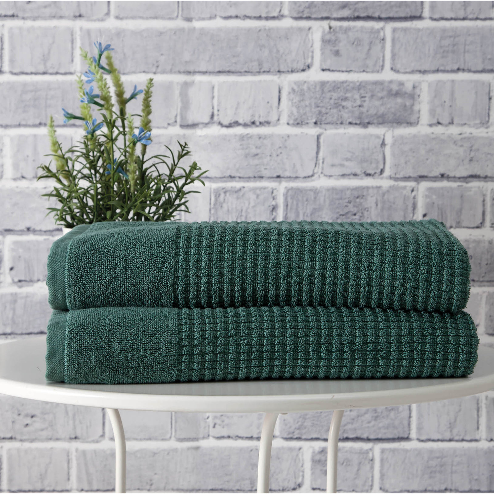 Earline 2-Piece Turkish Cotton Bath Towel Set, Green