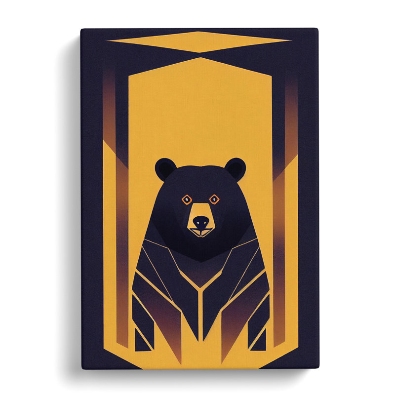 Art Deco Bear No.2 - Wrapped Canvas, 50cm H x 35cm W x 3cm D